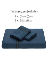 Chanasya Premium Bordered Navy Duvet Comforter Cover Bedding Set King Size