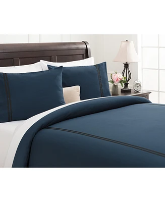 Chanasya Premium Bordered Navy Duvet Comforter Cover Bedding Set King Size - Stich 3