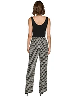 Karl Lagerfeld Paris Women's Monogrammed Straight-Leg Pants