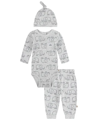 Huggies Baby Boys Long Sleeve Bodysuit, Pants and Hat 3-Piece Set