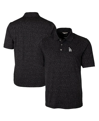 Cutter & Buck Men's Heathered Black Los Angeles Dodgers Advantage Space Dye Tri-Blend Polo