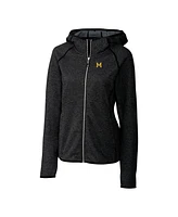 Cutter & Buck Women's Heather Charcoal Michigan Wolverines Mainsail Sweater-Knit Full-Zip Hoodie