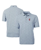 Cutter & Buck Men's Navy Cleveland Guardians Virtue Eco Pique Botanical Print Polo