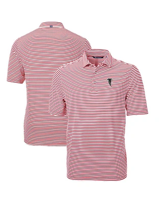 Cutter & Buck Men's Red Atlanta Falcons Throwback Team Logo Virtue Eco Pique Stripe Polo