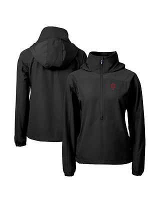 Cutter & Buck Women's Black Indiana Hoosiers Charter Eco Half-Zip Anorak Jacket