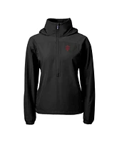 Cutter & Buck Women's Black Indiana Hoosiers Charter Eco Half-Zip Anorak Jacket