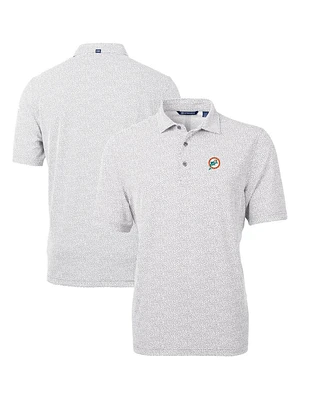 Cutter & Buck Men's Gray Miami Dolphins Throwback Logo Virtue Eco-Pique Botanical Polo