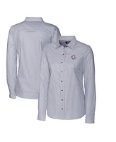 Cutter & Buck Women's Charcoal Tcu Horned Frogs Oxford Stripe Stretch Long Sleeve Button-Up Shirt