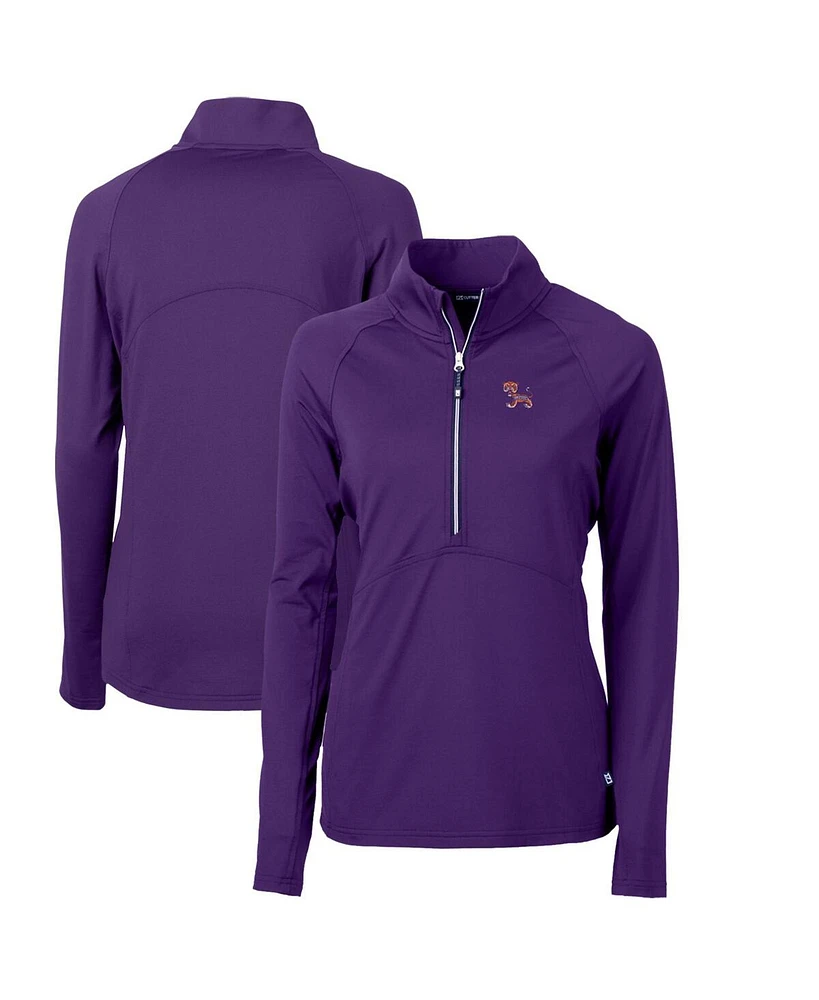 Cutter & Buck Women's Purple Clemson Tigers Adapt Eco Knit Stretch Half-Zip Pullover Top