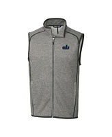 Cutter & Buck Men's Heather Gray Old Dominion Monarchs Mainsail Sweater-Knit Full-Zip Vest