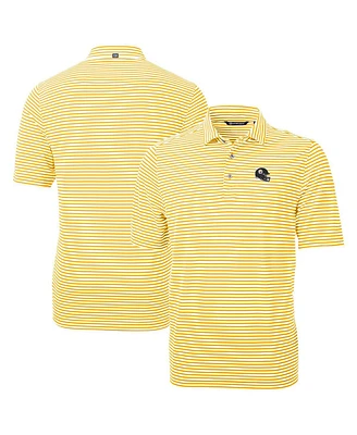 Cutter & Buck Men's Gold Pittsburgh Steelers Helmet Virtue Eco Pique Stripe Polo