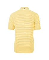 Cutter & Buck Men's Gold Pittsburgh Steelers Helmet Virtue Eco Pique Stripe Polo