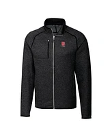 Cutter & Buck Men's Heather Charcoal Nc State Wolfpack Alumni Logo Mainsail Sweater-Knit Full-Zip Jacket