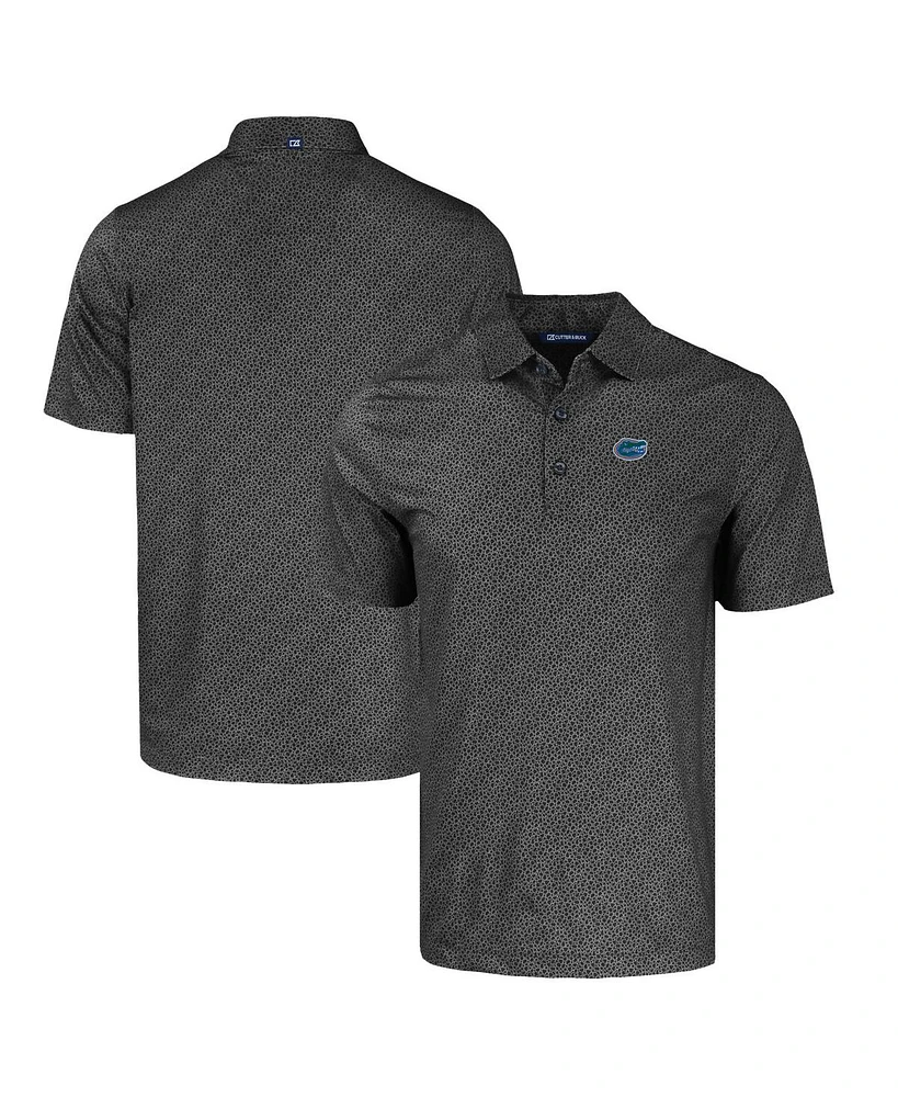 Cutter & Buck Men's Black Florida Gators Pike Eco Pebble Print Stretch Polo