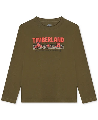 Timberland Little Boys Long-Sleeve Logo Graphic T-Shirt