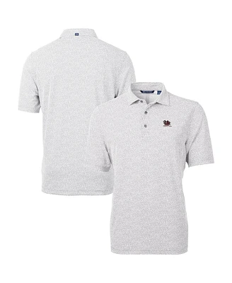 Cutter & Buck Men's Gray/White South Carolina Gamecocks Vault DryTec Virtue Eco Pique Botanical Print Polo