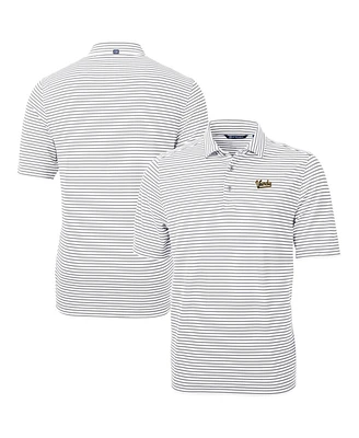 Cutter & Buck Men's Gray/White Vanderbilt Commodores Vault DryTec Virtue Eco Pique Stripe Polo