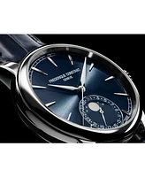 Frederique Constant Men's Swiss Automatic Classic Moonphase Date Manufacture Blue Leather Strap Watch 40mm