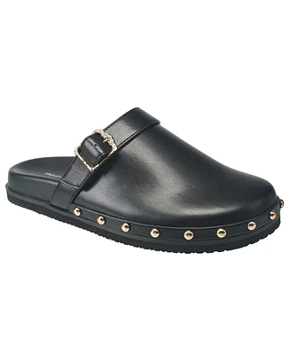 French Connection Women's Chello Buckle Leather Clogs