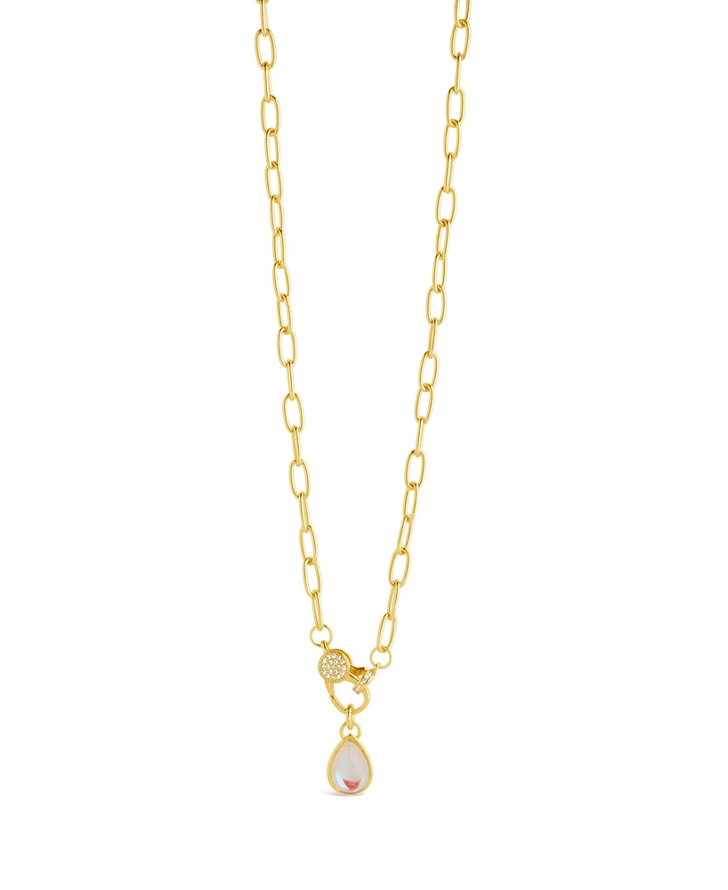 Sterling Forever Tay Moonstone Charm Chain Necklace