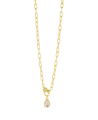 Sterling Forever Tay Moonstone Charm Chain Necklace