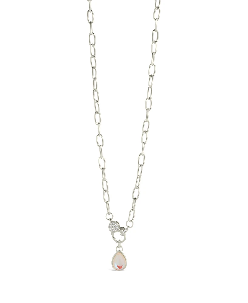Sterling Forever Tay Moonstone Charm Chain Necklace