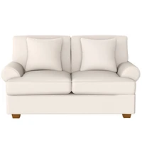 66" White Sofa Couch 2 Seater Fabric Loveseat for Living Room