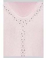 Olsen Women's Long Sleeve Rhinestone Embellished Sweater