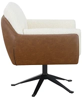 Abbyson Living Ace 32" Wood Two-Toned Swivel Accent Chair