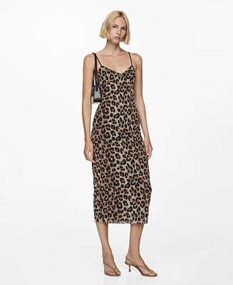 Mango Women's Leopard Midi Dress