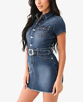 True Religion Women's Western Belted Denim Dress