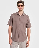 Alfani Men's Short-Sleeve Solid Textured Shirt, Created for Macy's