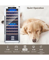 43 Bottle Wine Cooler Refrigerator Dual Zone Temperature Control with 8 Shelves