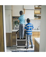 Sugift 2.75 Feet Folding Step Stool with Iron Frame and Anti-Slip Pedals