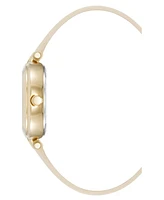 Anne Klein Women's Quartz Consider It Beige Leather and Gold-Tone Alloy Metal Band Watch, 32mm