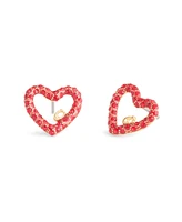 Coach Faux Stone Signature Pave Heart Stud Earrings