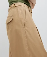 Mango Women's Wide Leg Pleated Pants