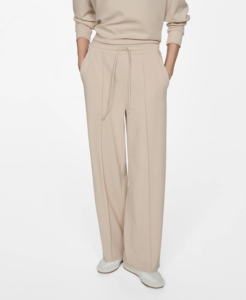 Mango Women's Seam-Detail Straight-Fit Trousers