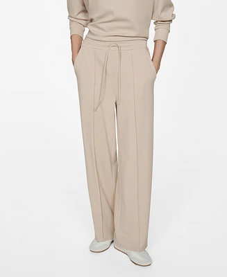 Mango Women's Seam-Detail Straight-Fit Trousers