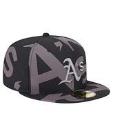 New Era Men's Black Oakland Athletics Logo Fracture 59FIFTY Fitted Hat