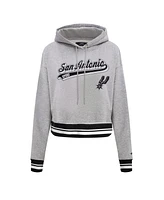 Pro Standard Men's and Women's Heather Gray San Antonio Spurs Script Tail Cropped Pullover Hoodie