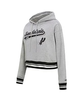 Pro Standard Men's and Women's Heather Gray San Antonio Spurs Script Tail Cropped Pullover Hoodie