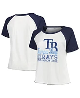 Soft As A Grape Women's White Tampa Bay Rays Plus Baseball Raglan T-Shirt