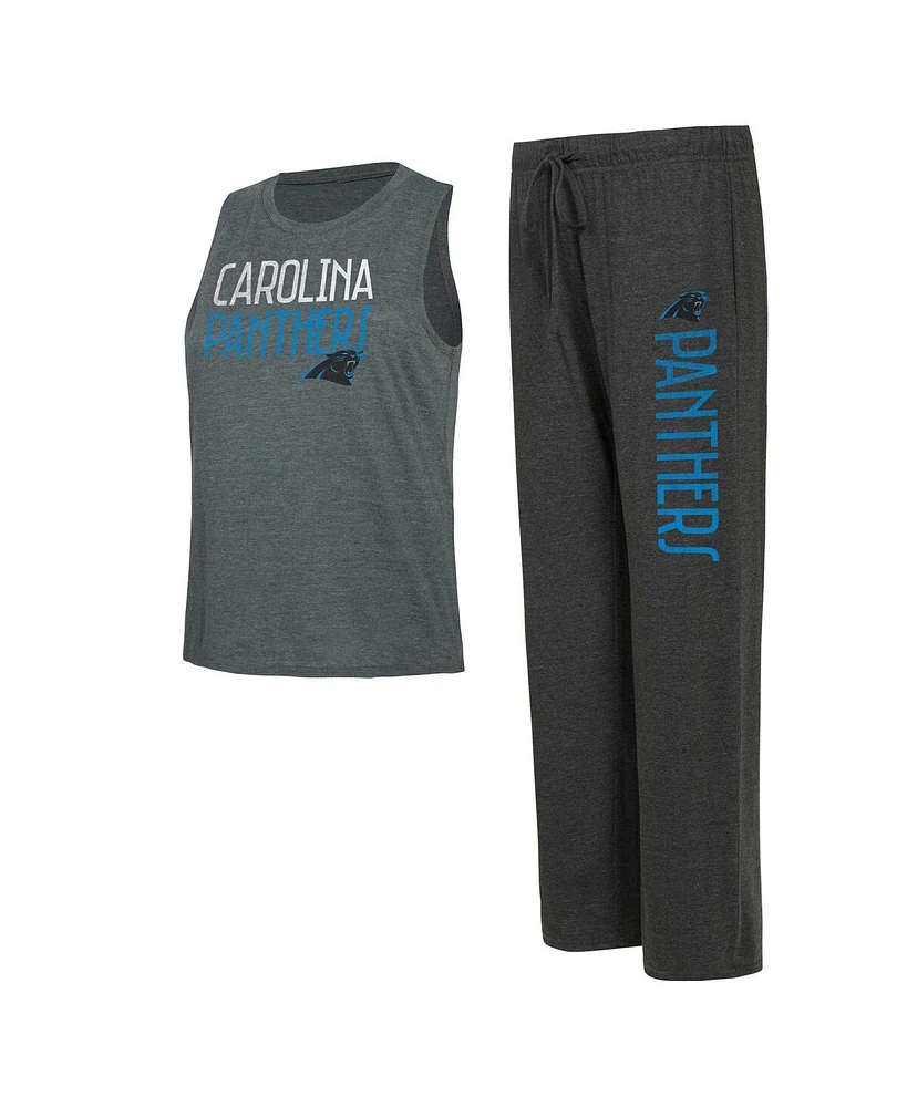 Concepts Sport Women's Black/Charcoal Carolina Panthers Muscle Tank Top Pants Lounge Set