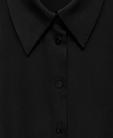 Mango Women's Satin Finish Flowy Shirt