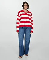 Mango Women's Striped Polo-Neck Sweater