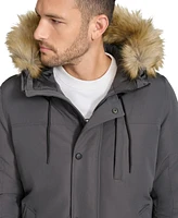 Calvin Klein Men's Long Parka with Faux-Fur Lined Hood