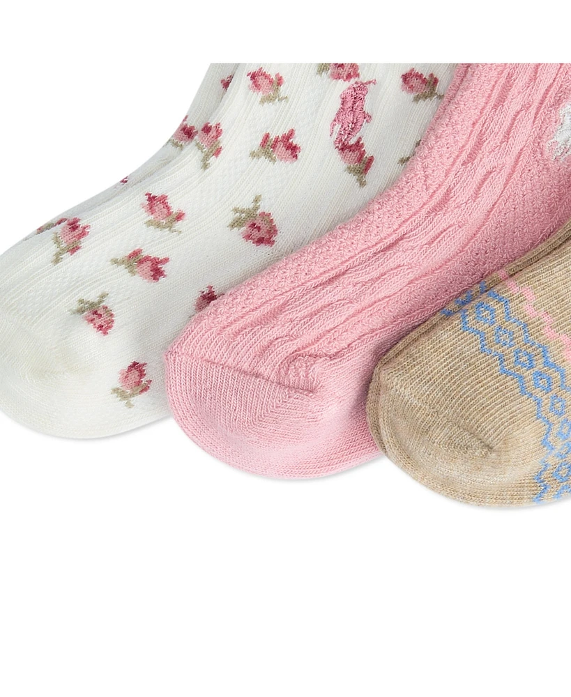 Polo Ralph Lauren Baby Girls Sampler Sock, 3-Pack