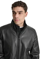 Dkny Men's Smooth Faux-Leather Bomber Jacket