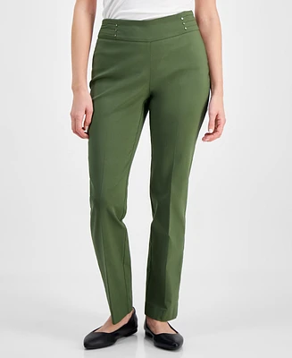 Jm Collection Petite Studded-Rivet Straight-Leg Pants, & Short, Created for Macy's